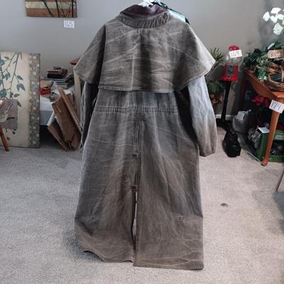 VERY NICE OUTBACK TRADING CO CANVAS DUSTER W/LEATHER COLLAR (XL)