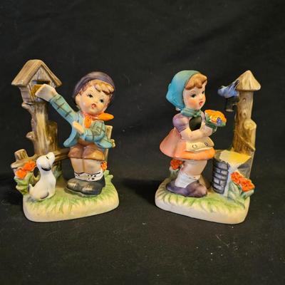 Two vintage Hummel like porcelain figures - not marked hummel