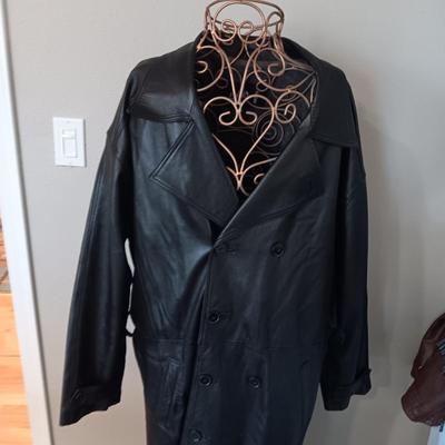 SHARP! ANJUM MEN'S GENUINE LEATHER TRENCH COAT (XL)