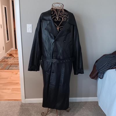 SHARP! ANJUM MEN'S GENUINE LEATHER TRENCH COAT (XL)