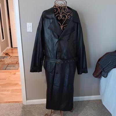 SHARP! ANJUM MEN'S GENUINE LEATHER TRENCH COAT (XL)