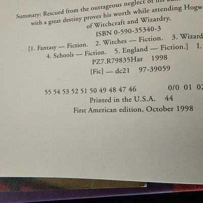 Harry Potter and the Sorcerer's Stone - Hardback - First American Edition, October 1998