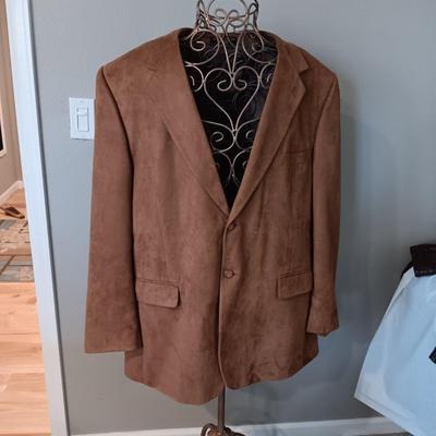 MEN'S BERT PULITZER SUEDE SPORT COAT MADE IN THE PHILIPPINES, THE OTHER IS MADE IN ITALY