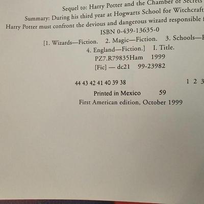 Harry Potter and the Prisoner of Azkaban- Hardback - First American Edition, October 1999