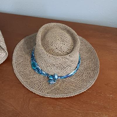 DORFMAN PACIFIC WESTERN STRAW HAT AND A STRAW BEACH HAT