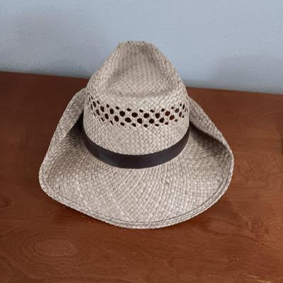 DORFMAN PACIFIC WESTERN STRAW HAT AND A STRAW BEACH HAT