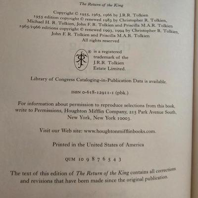 JRR TOLKIEN Lord of the Rings - The Fellowship - The two Towers - and the return of the king 3 book Collection