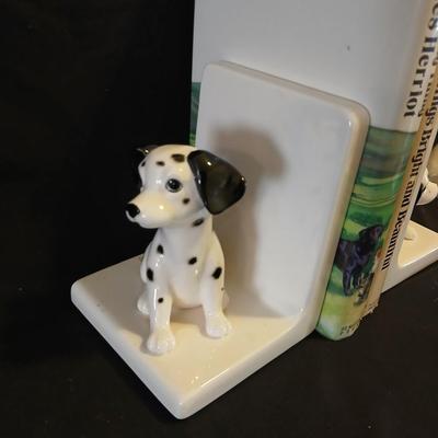 Adorable Dalmation OTAGIRI Bookends with Four hardback books - All things Bright and Beautiful & Every living thing By James Herriot
