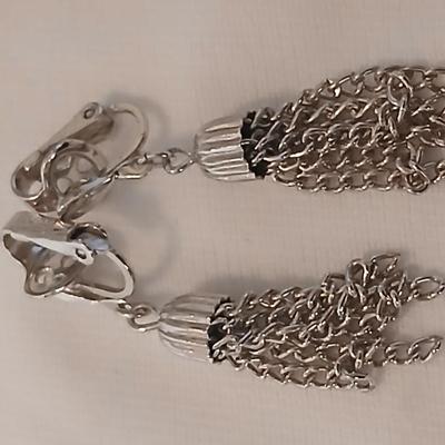 Vintage AVON Moon Shimmer ring with silver toned clip on earrings and two necklaces