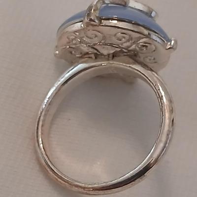 Vintage AVON Moon Shimmer ring with silver toned clip on earrings and two necklaces