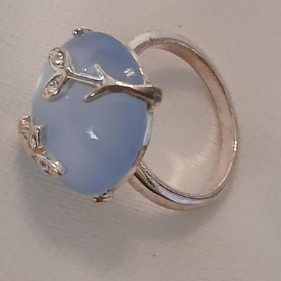 Vintage AVON Moon Shimmer ring with silver toned clip on earrings and two necklaces