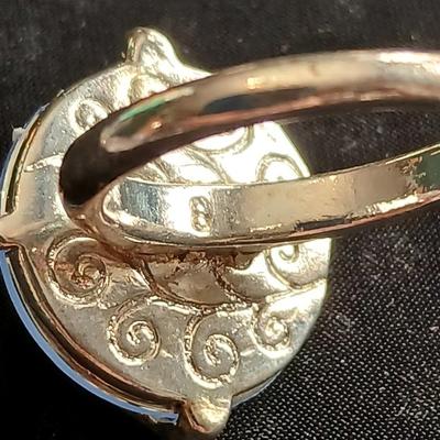 Vintage AVON Moon Shimmer ring with silver toned clip on earrings and two necklaces