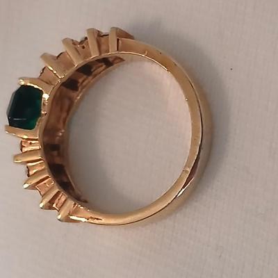 Ladies rings - Faux emerald and Nice Cluster ring