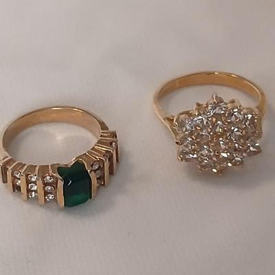 Ladies rings - Faux emerald and Nice Cluster ring