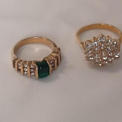 Ladies rings - Faux emerald and Nice Cluster ring