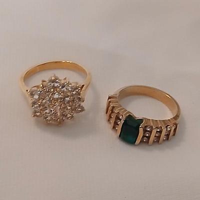 Ladies rings - Faux emerald and Nice Cluster ring