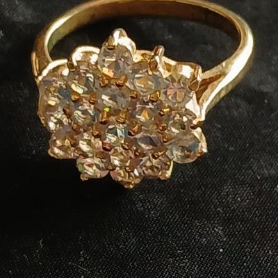 Ladies rings - Faux emerald and Nice Cluster ring