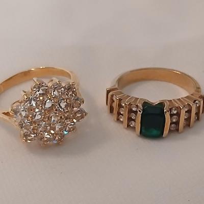 Ladies rings - Faux emerald and Nice Cluster ring