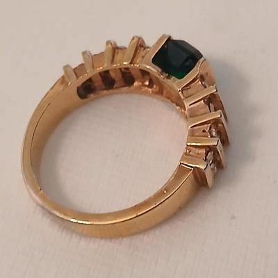 Ladies rings - Faux emerald and Nice Cluster ring