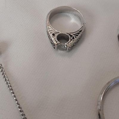 Silver-toned Jewlery earrings, Necklaces and a beautiful ring