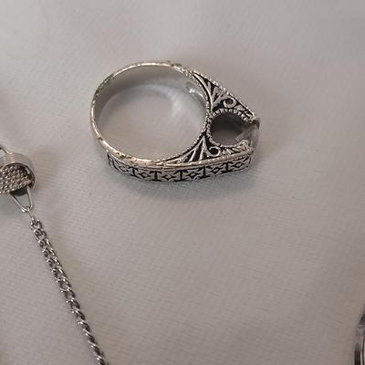 Silver-toned Jewlery earrings, Necklaces and a beautiful ring