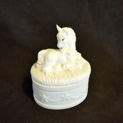 Everything Unicorn - Porcelain music box - mirror - toothbrush holder with matching soap dish and Trinket box
