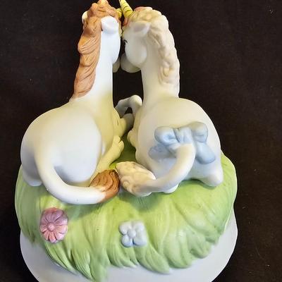 Everything Unicorn - Porcelain music box - mirror - toothbrush holder with matching soap dish and Trinket box