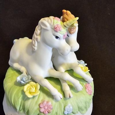Everything Unicorn - Porcelain music box - mirror - toothbrush holder with matching soap dish and Trinket box