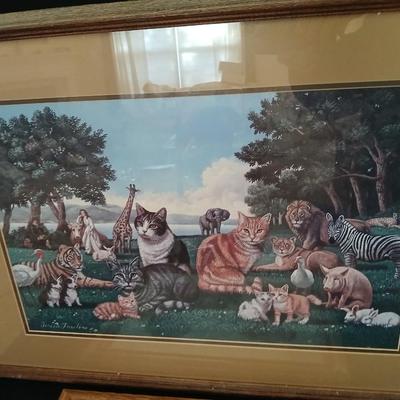 Framed Teresa Fasolino Artwork with Embroidered framed dogs