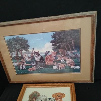 Framed Teresa Fasolino Artwork with Embroidered framed dogs