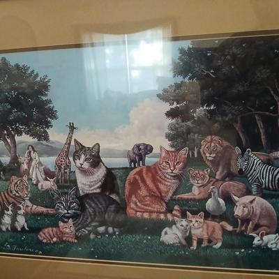 Framed Teresa Fasolino Artwork with Embroidered framed dogs