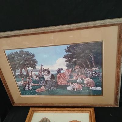 Framed Teresa Fasolino Artwork with Embroidered framed dogs