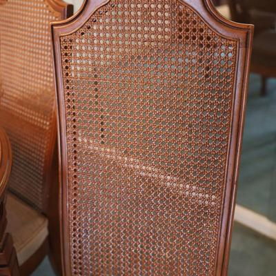 Dining Table with 2 Leaves and Cane Back Chairs