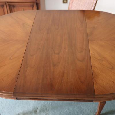 Dining Table with 2 Leaves and Cane Back Chairs