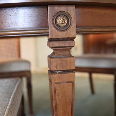 Dining Table with 2 Leaves and Cane Back Chairs