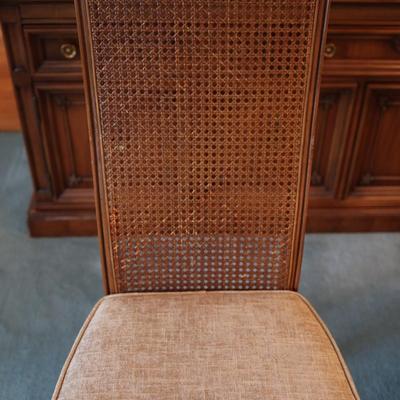 Dining Table with 2 Leaves and Cane Back Chairs