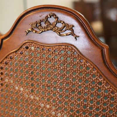 Dining Table with 2 Leaves and Cane Back Chairs