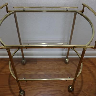 Mid Century Bar Cart with Glass Shelves