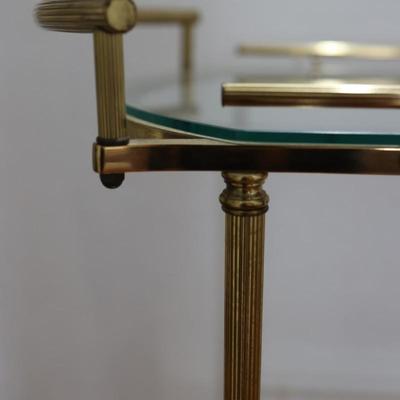Mid Century Bar Cart with Glass Shelves