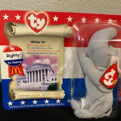 2000 TY BEANIE BABIES POLITICAL, RIGHTY, LEFTY, & SPANGLE