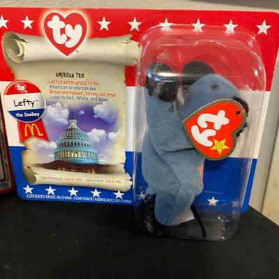 2000 TY BEANIE BABIES POLITICAL, RIGHTY, LEFTY, & SPANGLE