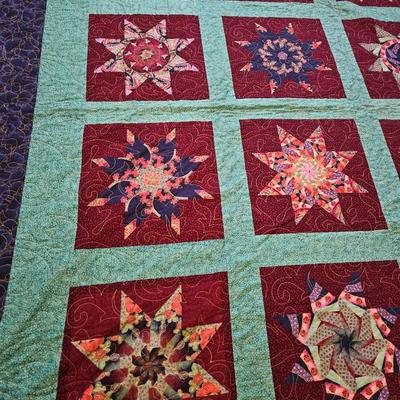 Two handmade quilts - Anne Russell Legacy Quilt Quilted by Susie Huschka and a Dammit doll