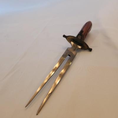 Vintage India Carved Wood Knife and Fork