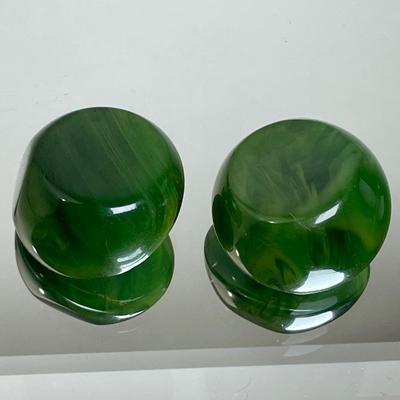 Vintage Green Marble Bakelite Earrings