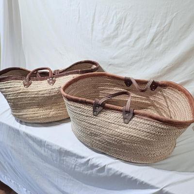 Large Leather Handled Baskets (PB-ES)