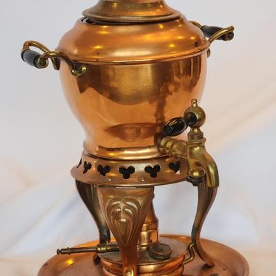 Antique S Sternau & Co Copper Brass Coffee Machine Tea Pot Sterno