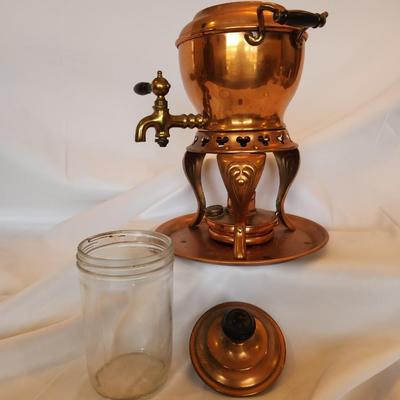 Antique S Sternau & Co Copper Brass Coffee Machine Tea Pot Sterno