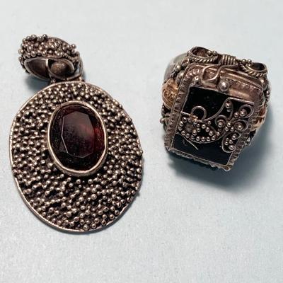 Sterling Brooch & Secret Compartment Ring