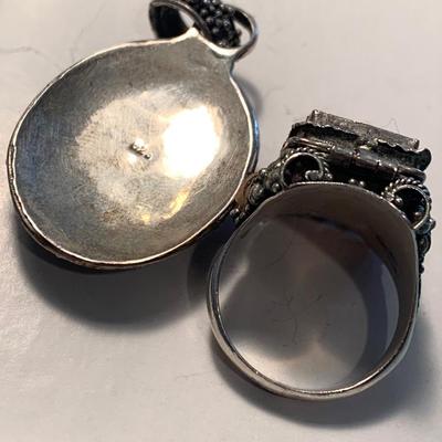 Sterling Brooch & Secret Compartment Ring