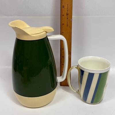 West Bend Termo-Serv Coffee Carafe & cup mug - vintage plastic